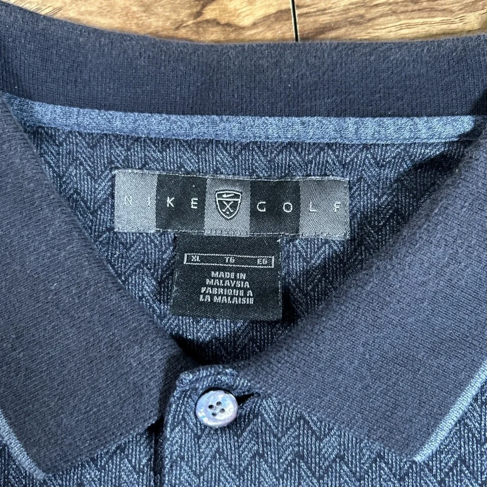 Vintage Nike Golf Shirt Men's XL Gray Herringbone Short Sleeve Cotton Polo Y2K - Picture 4 of 7